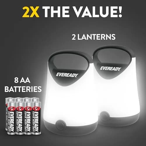 Eveready LED Camping Lantern X-250 (2-Pack, Black) | 250 Lumens, 100-Hour Runtime, Water Resistant thumbnail 6