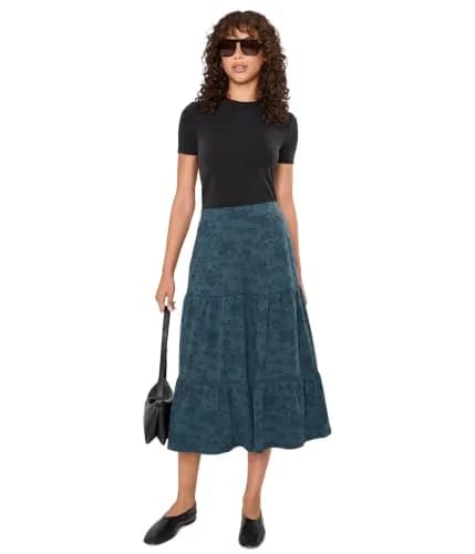 Toad&Co Women's Marigold Tiered Midi Skirt Navy Print | Organic Cotton & TENCEL™ Lyocell, X-Small thumbnail 2