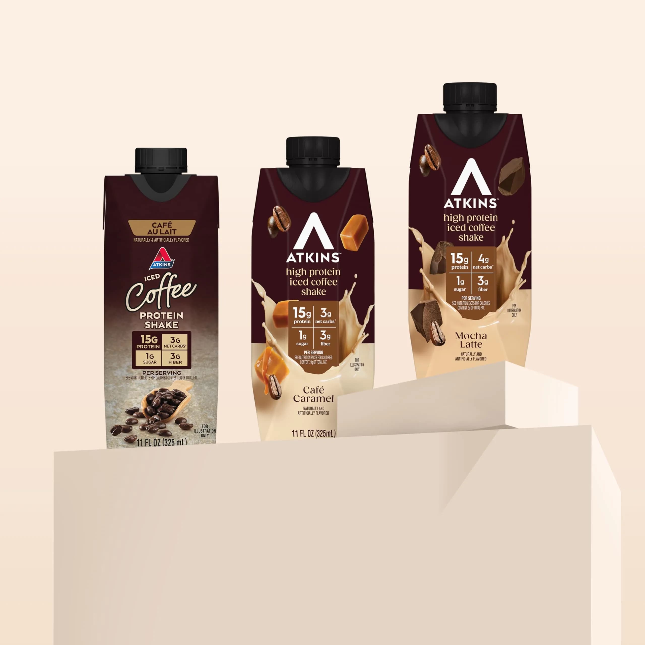 Atkins Coffee Lovers High Protein Shake Variety Pack 11 fl oz (325 mL) | 15g Protein, Low Sugar, Gluten-Free - view 5