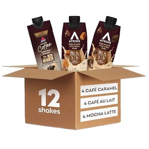 Atkins Coffee Lovers High Protein Shake Variety Pack 11 fl oz (325 mL) | 15g Protein, Low Sugar, Gluten-Free thumbnail 1