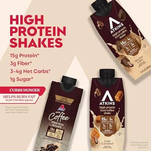 Atkins Coffee Lovers High Protein Shake Variety Pack 11 fl oz (325 mL) | 15g Protein, Low Sugar, Gluten-Free thumbnail 2