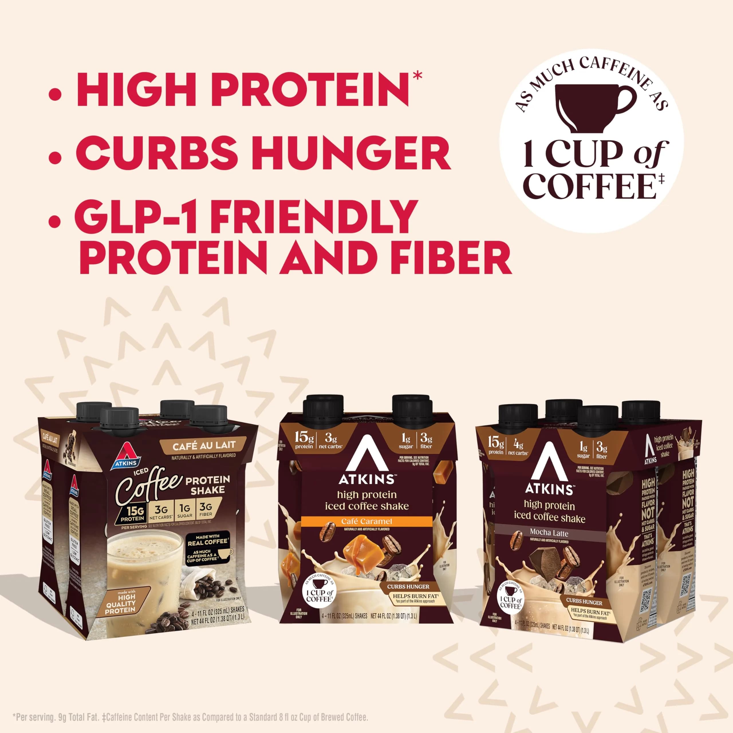 Atkins Coffee Lovers High Protein Shake Variety Pack 11 fl oz (325 mL) | 15g Protein, Low Sugar, Gluten-Free - view 4