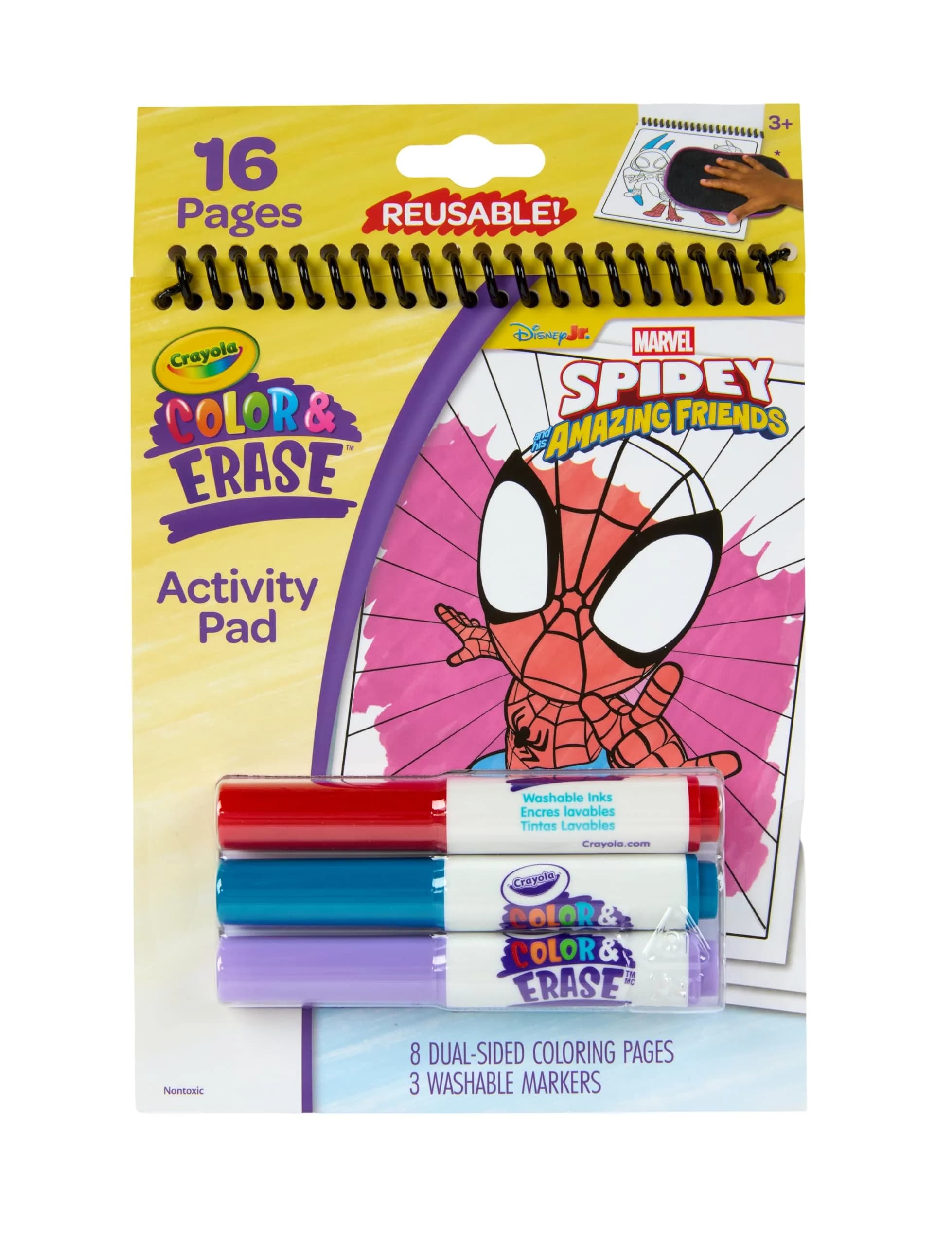 Crayola Color & Erase Reusable Activity Pad Spidey and His Amazing Friends 18cm x 14cm (7.25in x 5.6in) | Washable Markers Included