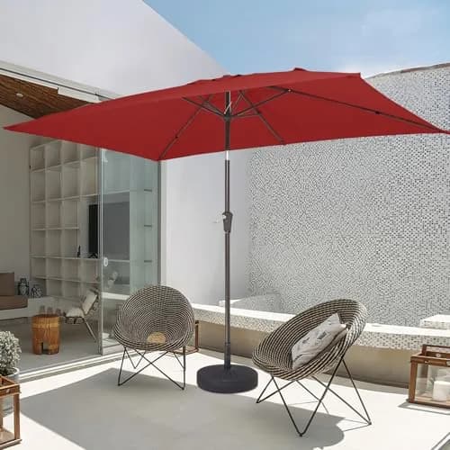 JEAREY 6.5 x 10 ft Rectangular Patio Umbrella w/Crank, Red | Wind Vent & Water Resistant thumbnail 8