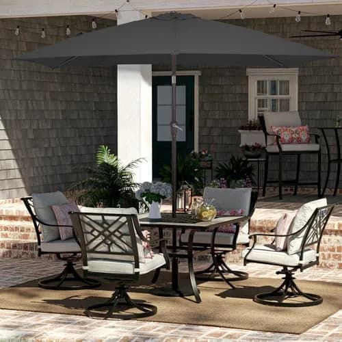 JEAREY 6.5 x 10 ft Rectangular Patio Umbrella w/Crank, Gray | Sun-Resistant Water-Resistant Support thumbnail 4
