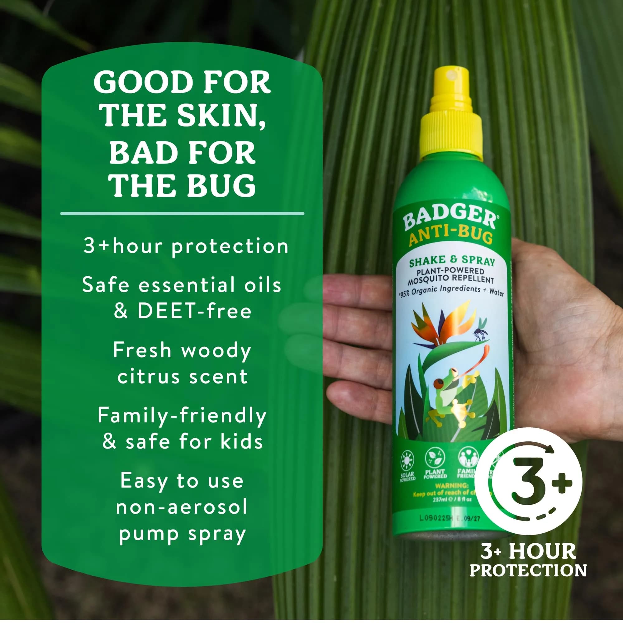 Badger Bug Spray All Natural Mosquito Repellent 237ml (8 fl oz) | DEET-Free Plant Based Insect Repellent - view 2