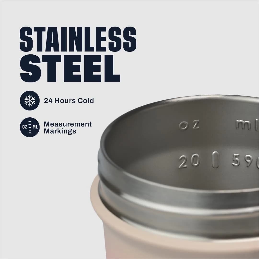 BlenderBottle Sport Sleek Stainless Steel Shaker Bottle 739ml (25 oz) | Keeps Drinks Cold 24 Hours - view 3