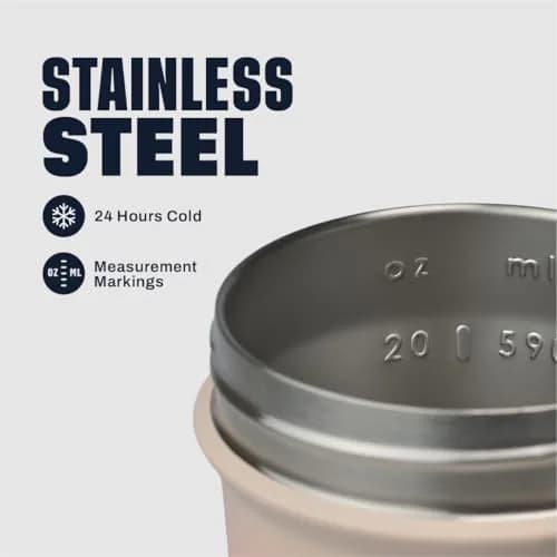 BlenderBottle Sport Sleek Stainless Steel Shaker Bottle 739ml (25 oz) | Keeps Drinks Cold 24 Hours thumbnail 3
