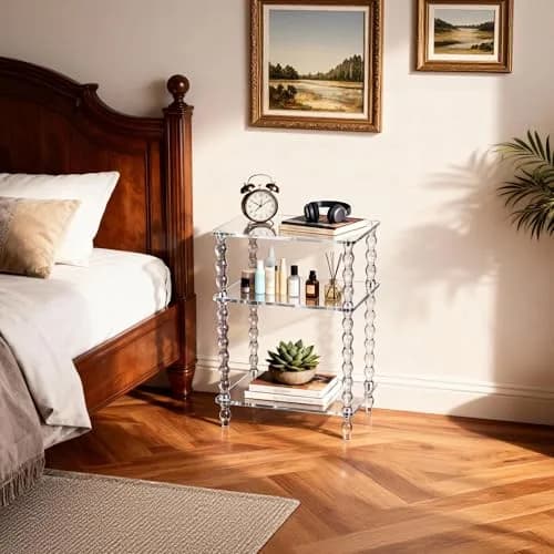 solaround Acrylic Side Table, Clear End Tables, with Sculptural Beaded Legs, 11.8'' | Modern, Stable & Space-Saving thumbnail 5