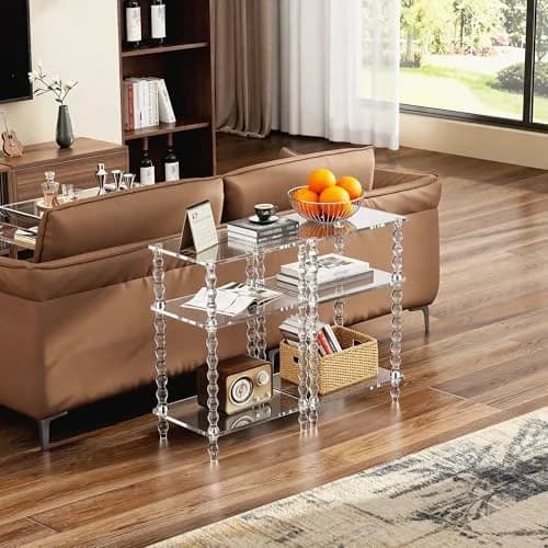 solaround Acrylic Side Table, Clear End Tables, with Sculptural Beaded Legs, 11.8'' | Modern, Stable & Space-Saving thumbnail 9