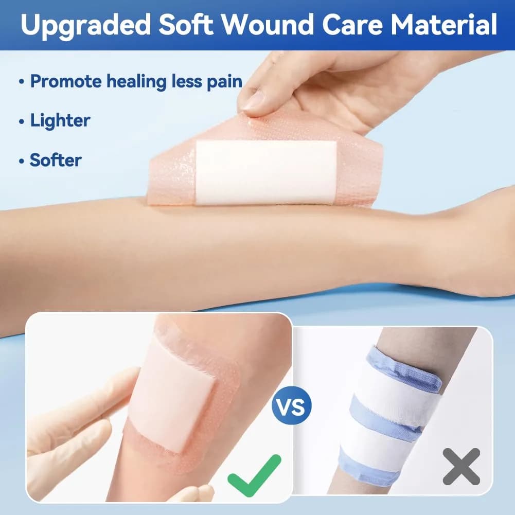 Dimora Silicone Super Absorbent Wound Dressing 4"x 8" (20 Count) | Instant Exudate Lock for Ulcers & Surgical Wounds - view 7