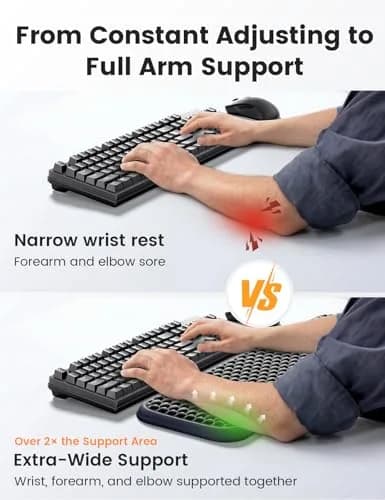 Vaydeer Extra Large Wide Wrist Rest Set for Keyboard and Mouse | Ergonomic Memory Foam Support for Office & Gaming thumbnail 4