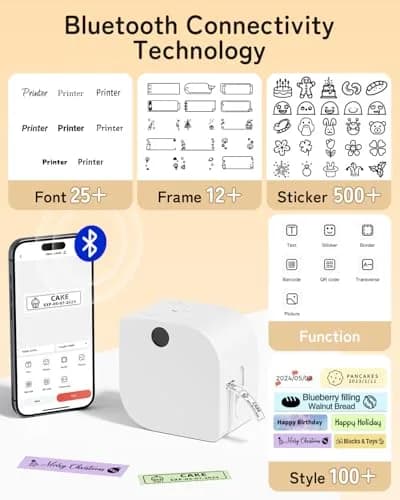 Phomemo Label Maker Machine with 3 Tapes | Compact Bluetooth Printer for Home & School thumbnail 6