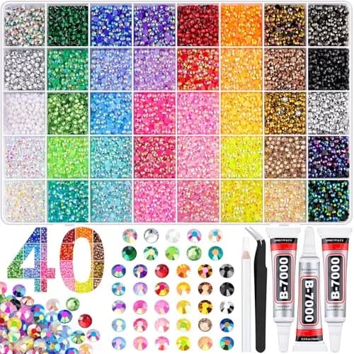 BELLEBOOST 50000Pcs 40 Colors Jelly Rhinestones | 3mm Multicolor Resin Flatback Gems for Nail Art & Crafts thumbnail 1