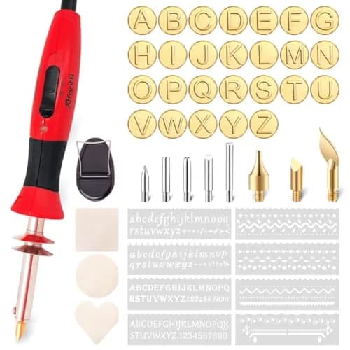Afantti Wood Burning Pen Kit Leather Burner Tool | 26 Letter | 8 Stencil | Adjustable Temp thumbnail 1