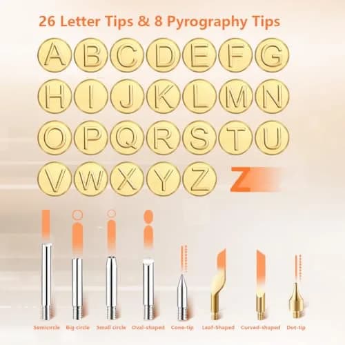 Afantti Wood Burning Pen Kit Leather Burner Tool | 26 Letter | 8 Stencil | Adjustable Temp thumbnail 5