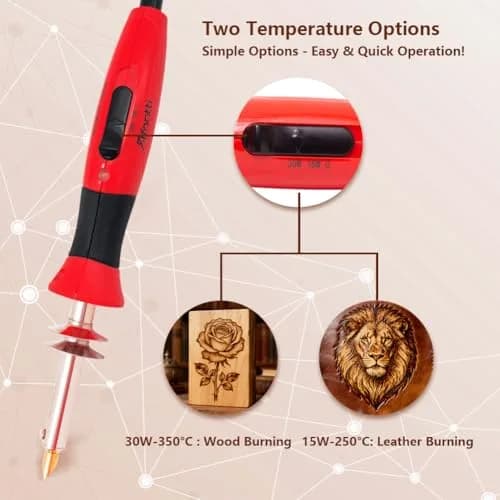 Afantti Wood Burning Pen Kit Leather Burner Tool | 26 Letter | 8 Stencil | Adjustable Temp thumbnail 4