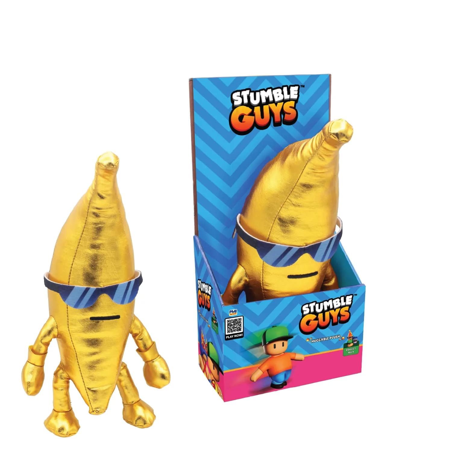P.M.I. Stumble Guys Series 3-12” Huggable Plush Golden Banana | Official Toy for Kids & Collectors