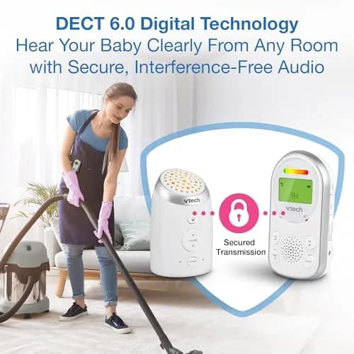 VTech 2 Parent Units Digital Audio Baby Monitor with Night Light | 1000ft Range, Two-Way Talk, Vibrating Alert thumbnail 3