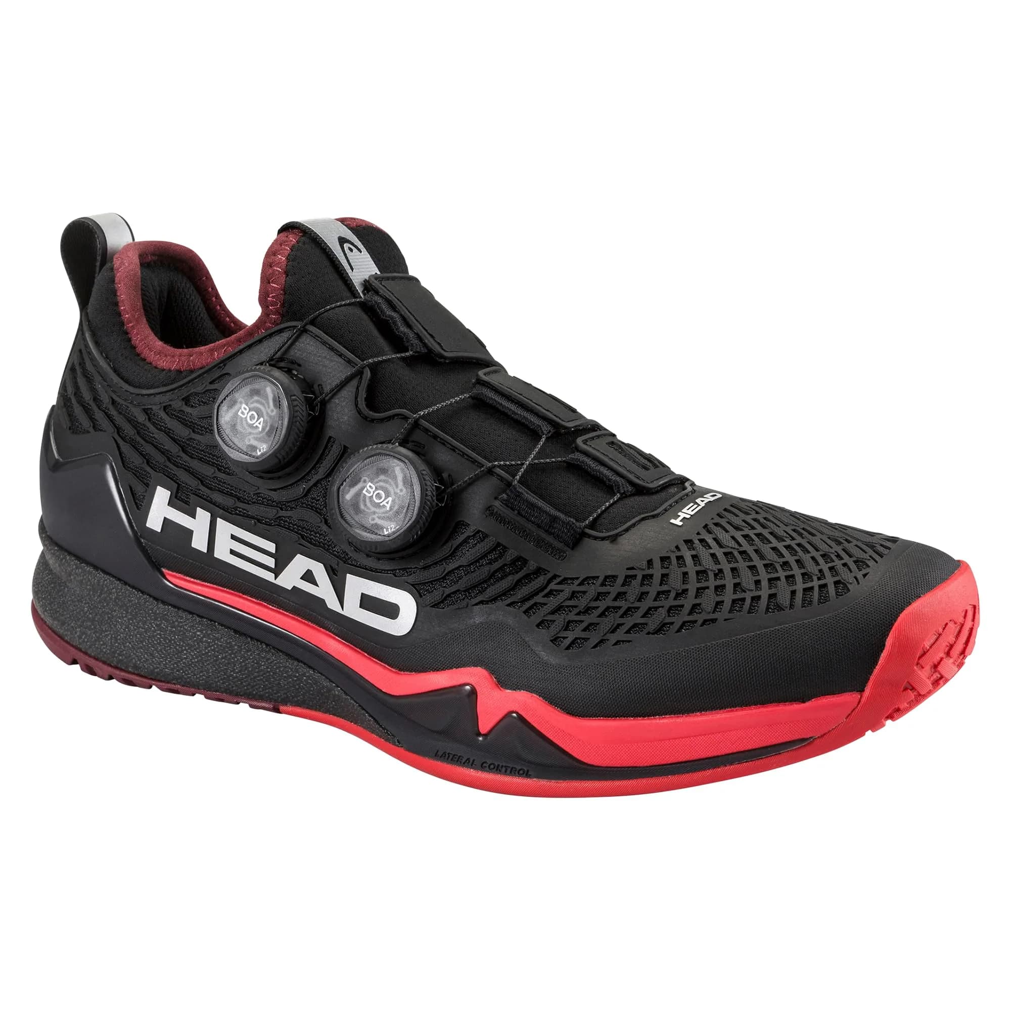 HEAD Men's Endure Pro BOA Tennis Shoe, Black/Red, 7.5 | Speed, Durability & Stability