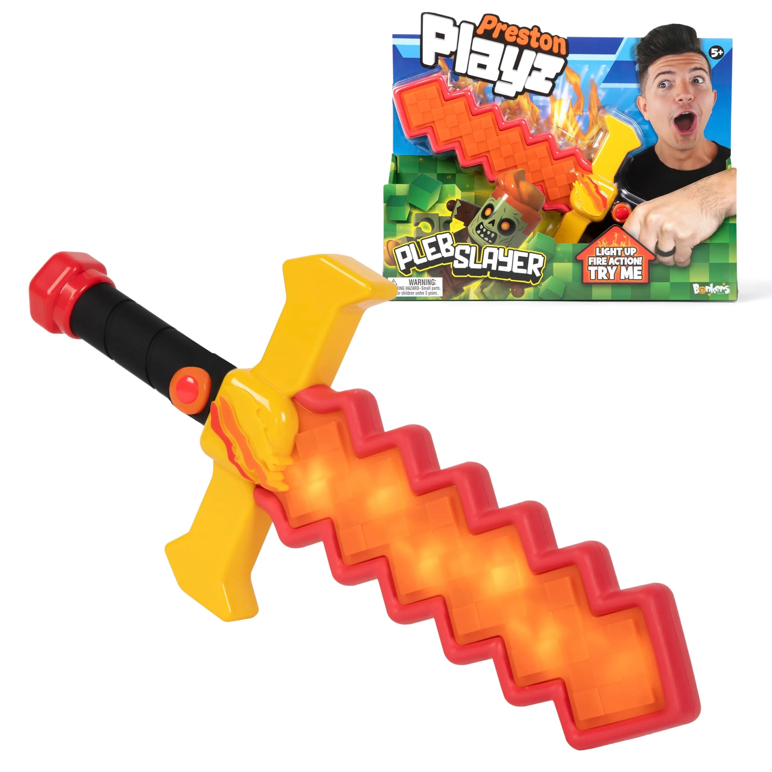 Prestonplayz PlebSlayer Sword 16in Light-Up Kids Role Play Toy with Lights, Unisex, Ages 5+ | Gaming Adventure Sword