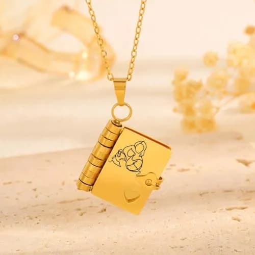 Roe Dolph Book Necklace Gift Moon Star Pendant Necklace for Women | Grandma Keepsake thumbnail 5