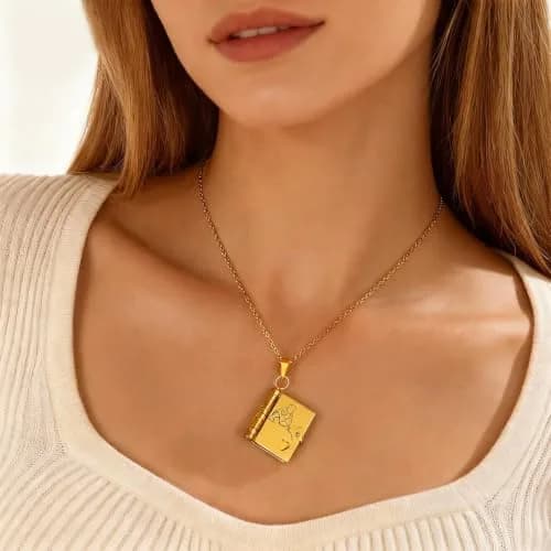 Roe Dolph Book Necklace Gift Moon Star Pendant Necklace for Women | Grandma Keepsake thumbnail 3