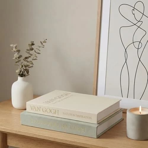 Inoostar Aesthetic Decorative Books Set of 2 Linen Boxes 20.8 cm (8.2 in) | Enhance Your Coffee Table, Bookshelf or Mantle Decor thumbnail 4