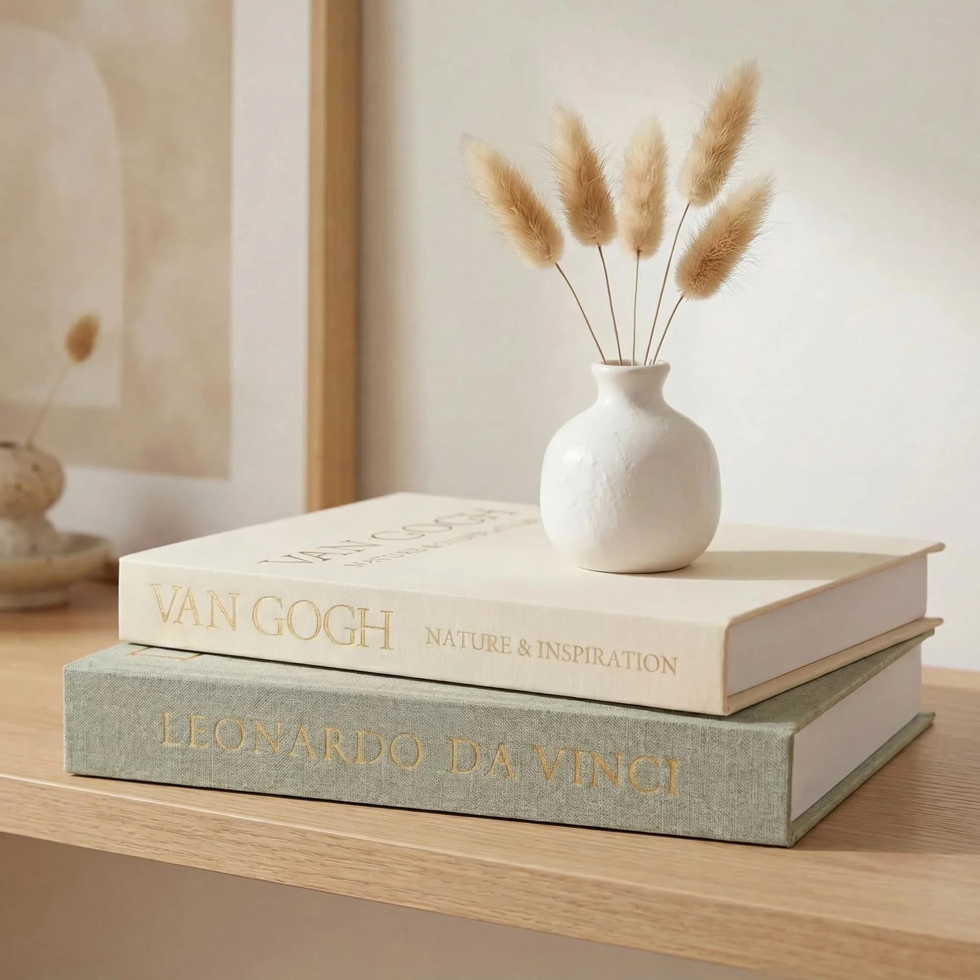 Inoostar Aesthetic Decorative Books Set of 2 Linen Boxes 20.8 cm (8.2 in) | Enhance Your Coffee Table, Bookshelf or Mantle Decor - view 2