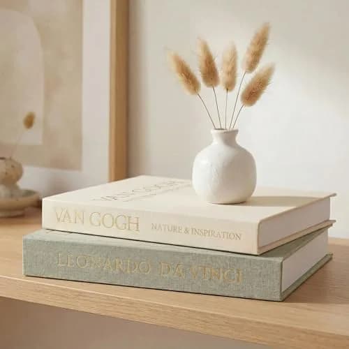 Inoostar Aesthetic Decorative Books Set of 2 Linen Boxes 20.8 cm (8.2 in) | Enhance Your Coffee Table, Bookshelf or Mantle Decor thumbnail 2