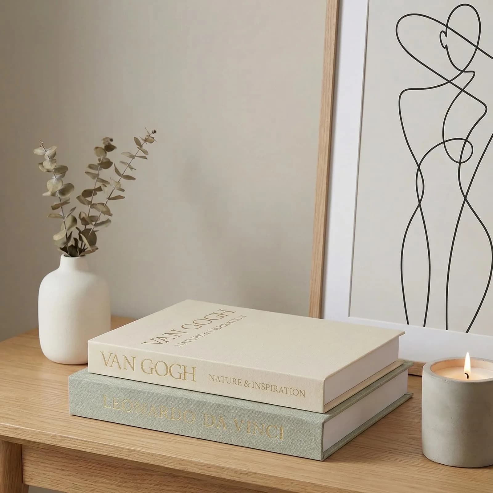 Inoostar Aesthetic Decorative Books Set of 2 Linen Boxes 20.8 cm (8.2 in) | Enhance Your Coffee Table, Bookshelf or Mantle Decor - view 4