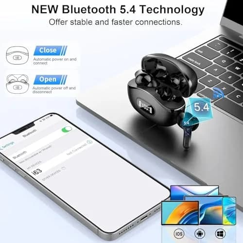 AOSRAU I63 Wireless Earbuds Bluetooth 5.4 HiFi Stereo 14.2mm Drivers 48H Playtime | Noise Cancelling thumbnail 3
