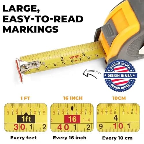 MulWark 30ft (9.14m) Retractable Metal Tape Measure | Professional Grade with Magnetic Hook & Dual Markings thumbnail 7