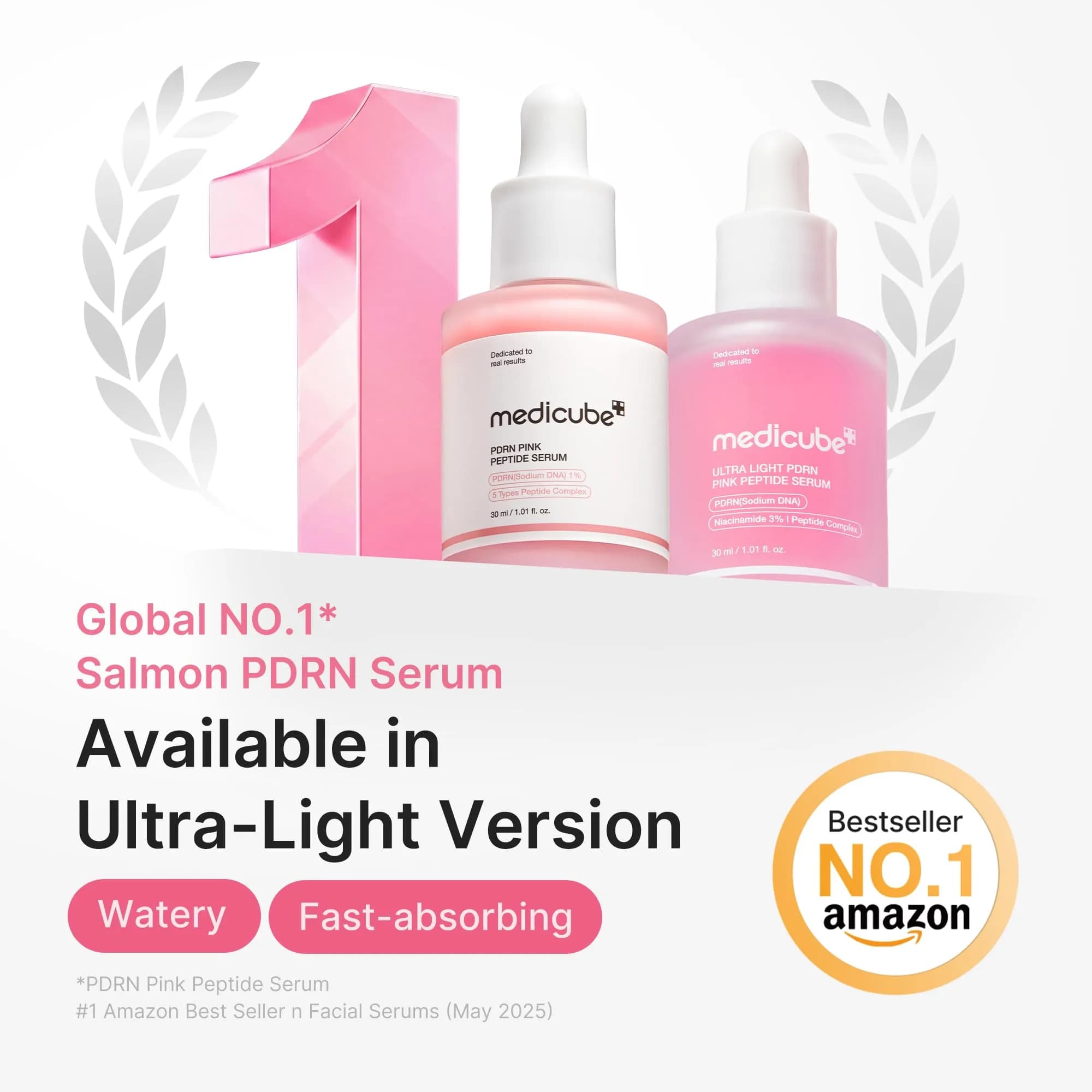 medicube PDRN Pink Peptide Serum with Hyaluronic Acid, Niacinamide, 30ml (1.01 fl oz) | Ultra-Light Hydrating Glow Care - view 2