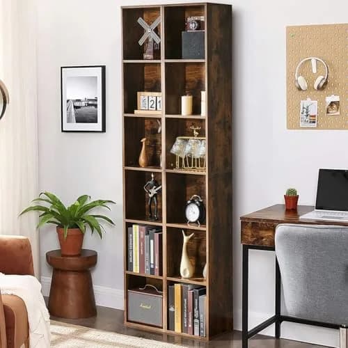 YISUFO Narrow Bookshelf & Bookcase Set of 2 | 6-Tier Floor Standing Open Book Shelf, 71.5" Tall, Brown thumbnail 5