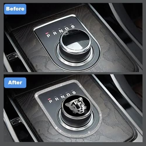 MAXDOOL Gear Shift Knob Cover for Jaguar XF XE XJ XJL F-Pace Style A Black | Interior Trim Accessory thumbnail 4