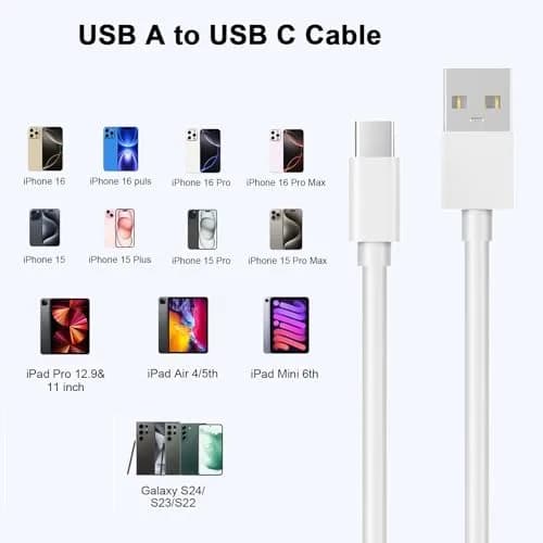 DESOFICON Apple MFi Certified 3ft USB A to USB C Cable (3-Pack, White) | 480Mbps Data Transfer thumbnail 4
