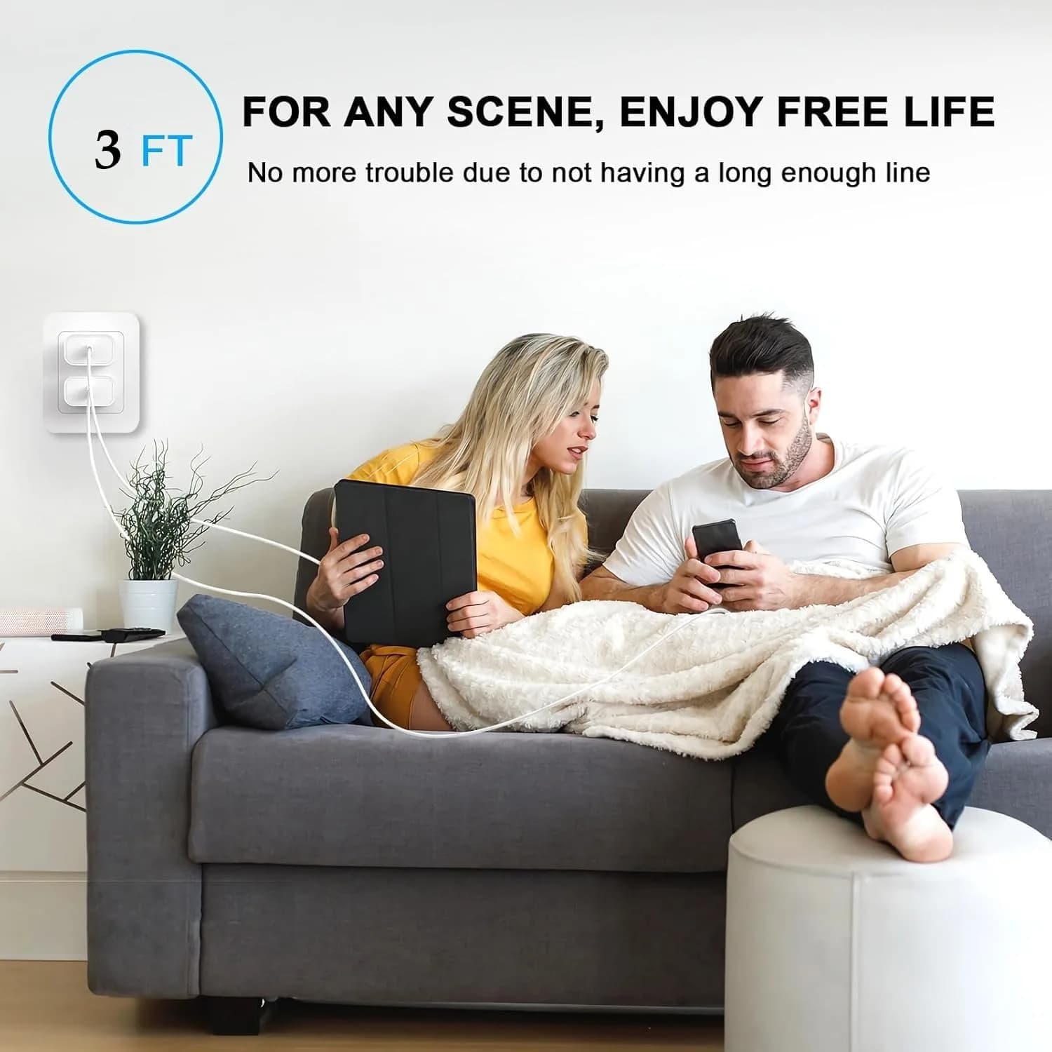 DESOFICON Apple MFi Certified 3ft USB A to USB C Cable (3-Pack, White) | 480Mbps Data Transfer - view 7