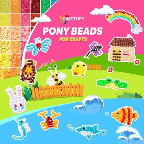 Simetufy 10000Pcs Pony Beads Bulk 6x9mm | 56 Colors, 2.27kg (5.74lb) Barrel Plastic Kandi Beads Kit for Crafts Bracelet Making thumbnail 6