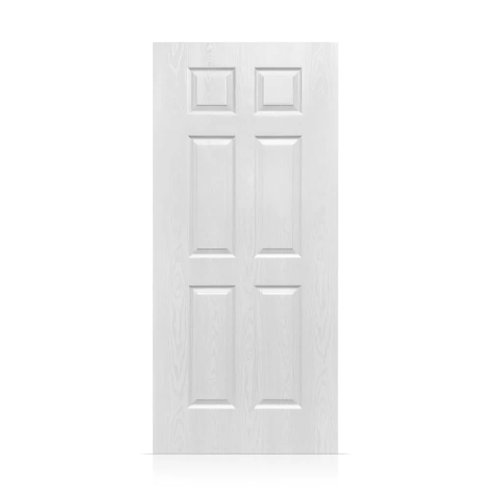 calhome 36 in. x 82 in. 6 Panel Hollow Core White Oak Finished PVC Interior Door Slab | Modern European Style — White Oak
