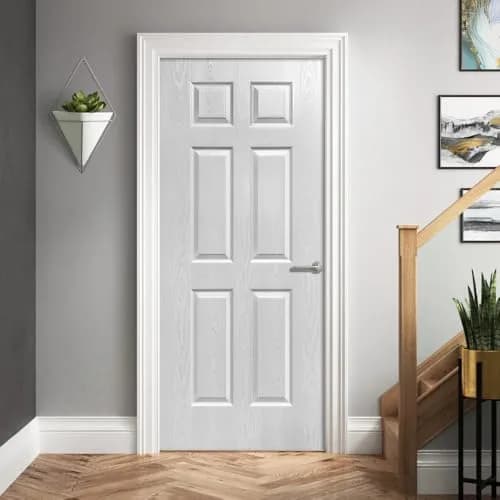calhome 36 in. x 82 in. 6 Panel Hollow Core White Oak Finished PVC Interior Door Slab | Modern European Style thumbnail 2