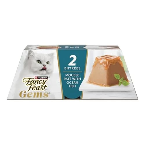 Fancy Feast Purina Gems Pate Mousse with Gravy Wet Cat Food 4 oz | Ocean Fish Flavor, Soft & Silky thumbnail 1