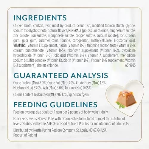 Fancy Feast Purina Gems Pate Mousse with Gravy Wet Cat Food 4 oz | Ocean Fish Flavor, Soft & Silky thumbnail 6