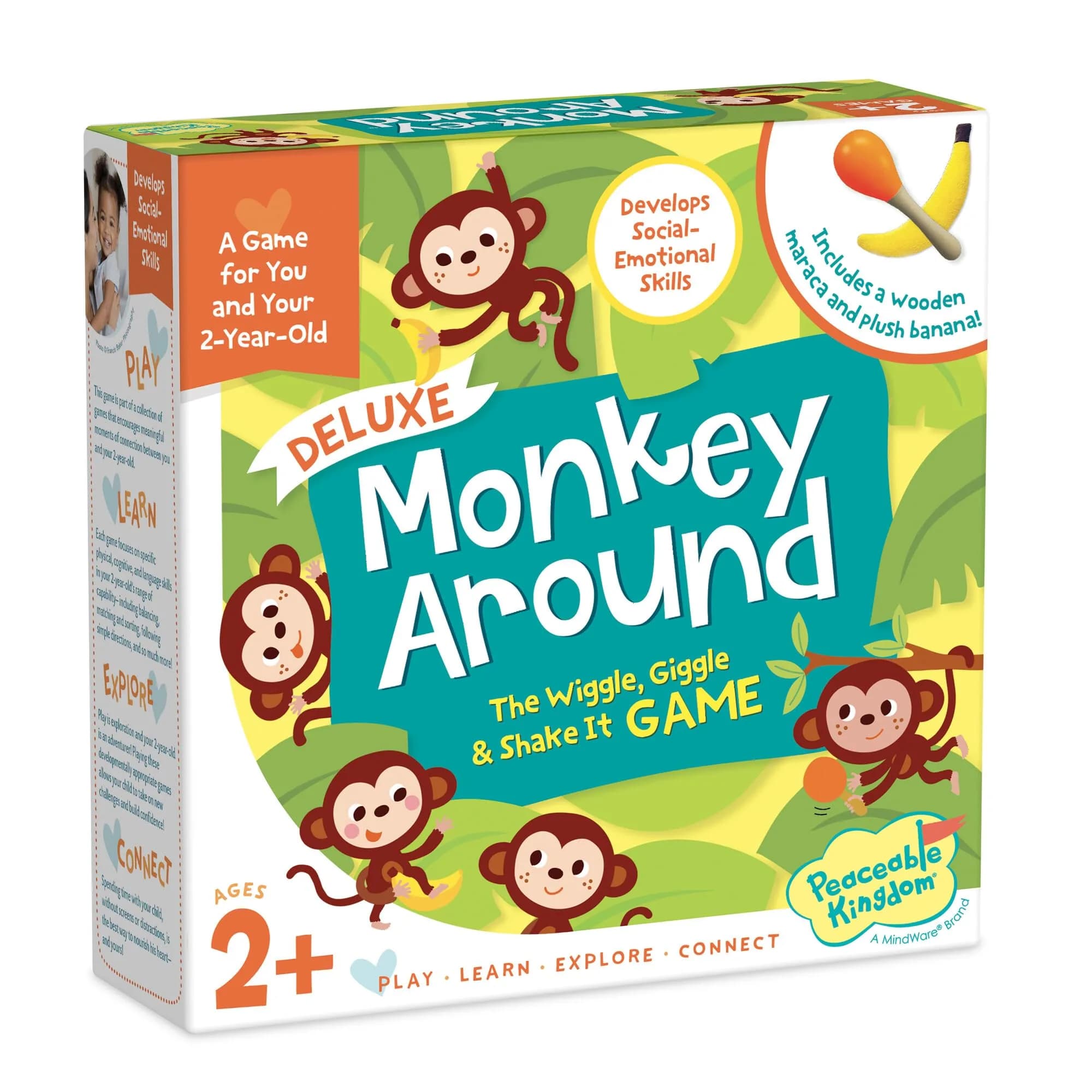 Peaceable Kingdom Deluxe Monkey Around Toddler Game with Beanbag Banana & Maraca | Cooperative Movement & Motor Skills for Ages 2+ - main product image