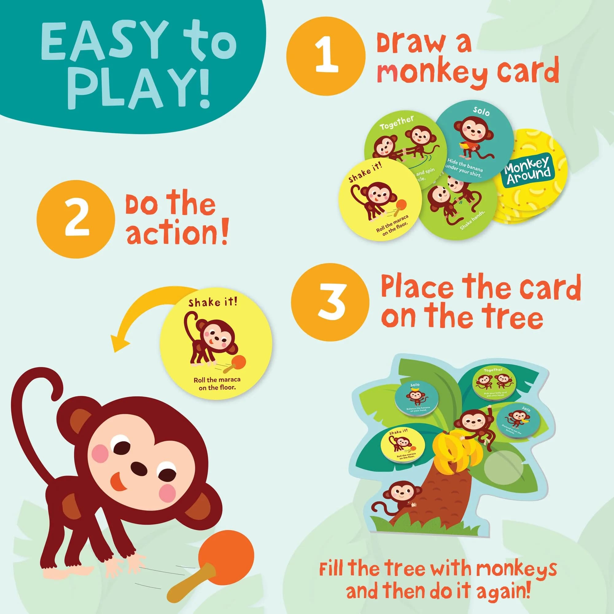 Peaceable Kingdom Deluxe Monkey Around Toddler Game with Beanbag Banana & Maraca | Cooperative Movement & Motor Skills for Ages 2+ - view 6