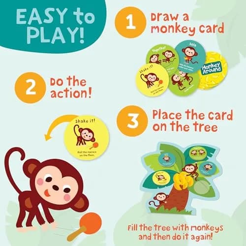 Peaceable Kingdom Deluxe Monkey Around Toddler Game with Beanbag Banana & Maraca | Cooperative Movement & Motor Skills for Ages 2+ thumbnail 6