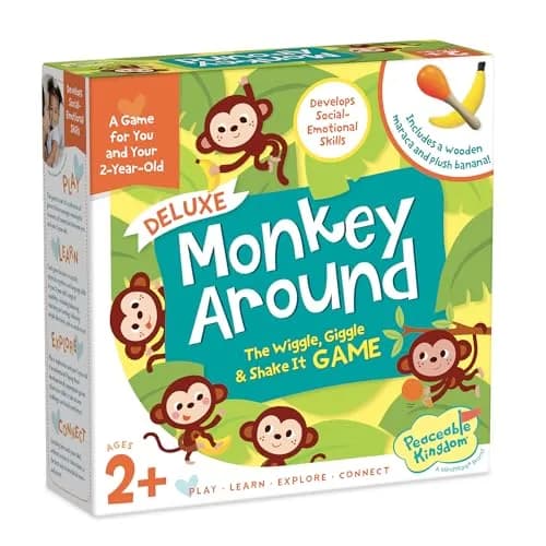Peaceable Kingdom Deluxe Monkey Around Toddler Game with Beanbag Banana & Maraca | Cooperative Movement & Motor Skills for Ages 2+ thumbnail 1