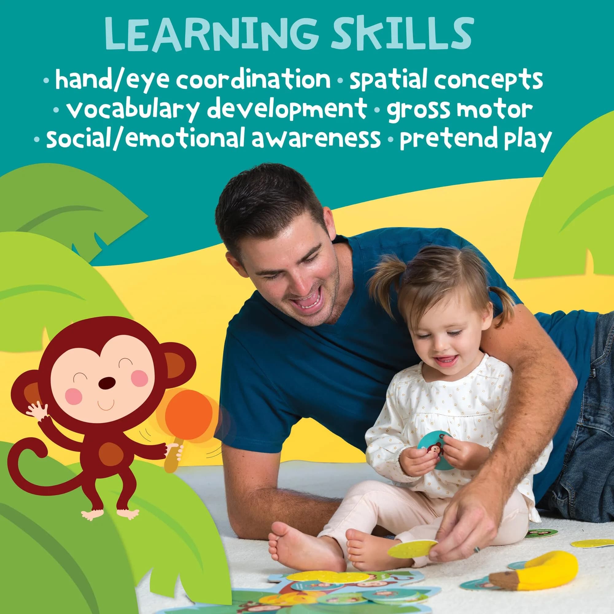 Peaceable Kingdom Deluxe Monkey Around Toddler Game with Beanbag Banana & Maraca | Cooperative Movement & Motor Skills for Ages 2+ - view 3