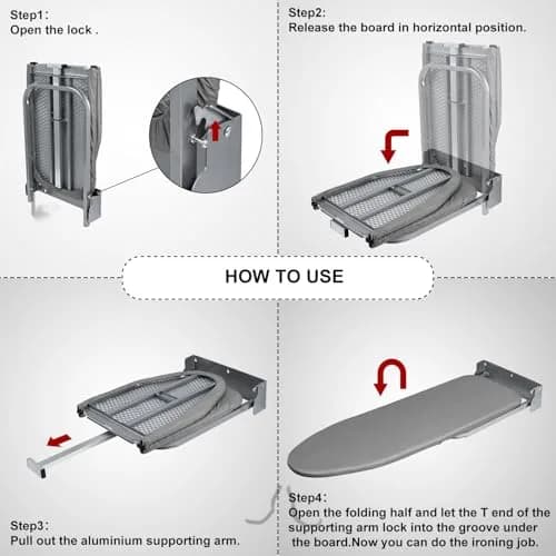 Duwee Wall Mounted Ironing Board 93cm (36") | Space-Saving Foldable Design for Apartments thumbnail 7