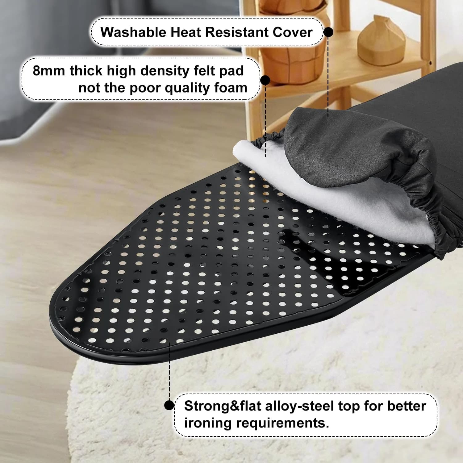 Duwee Wall Mounted Ironing Board 93cm (36") | Space-Saving Foldable Design for Apartments - view 4
